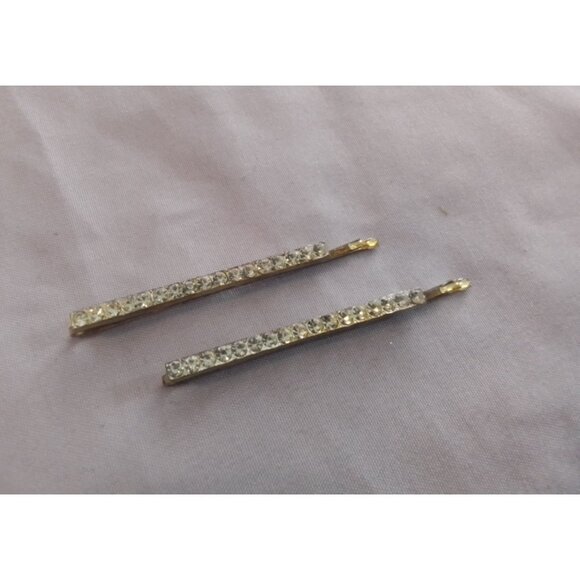 Vintage Rhinestone Hair Bobby Pins Set of 2 - Picture 1 of 2